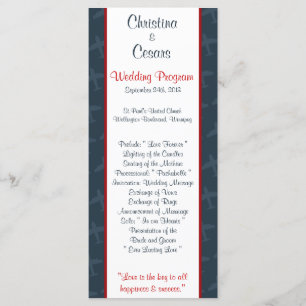 25 4x9 Wedding Program Aeroplane Flight  Blue/Red
