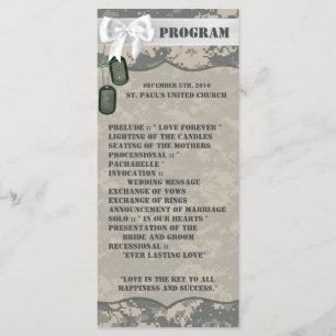 25 4x9 Wedding Program ARMY ACU Uniform Camo Camou