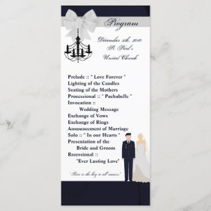 25 4x9 Wedding Program ARMY Uniform Blues Bride