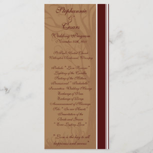 25 4x9 Wedding Program Autumn Tree