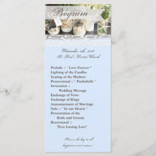 25 4x9 Wedding Program Beach Sea Mason Jars Ocean