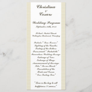 25 4x9 Wedding Program Birdcage/Grey Stripes cage