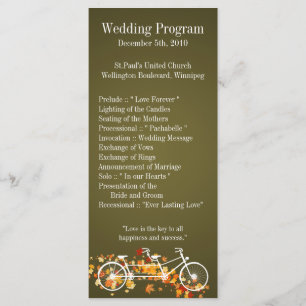 25 4x9 Wedding Program Brown Fall Double Bike
