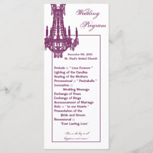 25 4x9 Wedding Program Crystal Chandelier Glitz