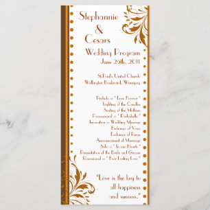 25 4x9 Wedding Program Damask Autumn