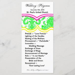 25 4x9 Wedding Program Damask Lace Print Pattern