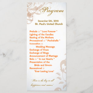 25 4x9 Wedding Program Fall Filigree Autumn Swirl