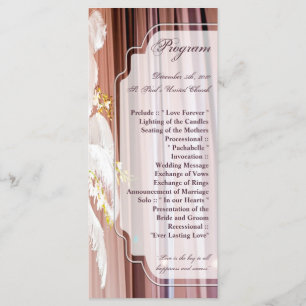 25 4x9 Wedding Program Feather Centre Piece Glam