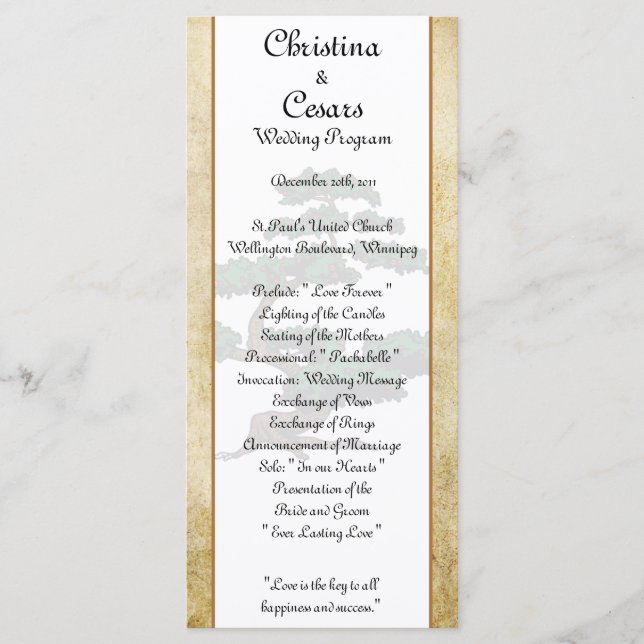 25 4x9 Wedding Program Geisha (Front)