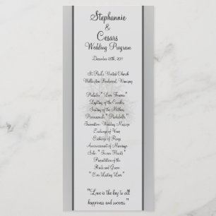 25 4x9 Wedding Program Grey Winter Trees Snow Bare