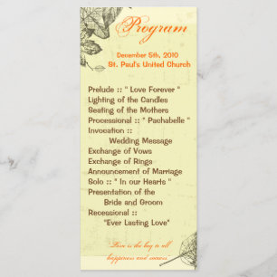 25 4x9 Wedding Program Hand Drawn Fall Leaves Autu