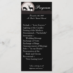 25 4x9 Wedding Program Hunters Moon Deer Buck Doe