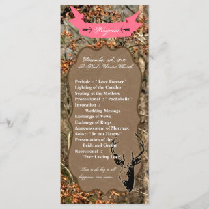 25 4x9 Wedding Program Hunting Deer Buck Head Camo