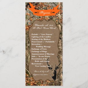 25 4x9 Wedding Program Hunting Deer Buck Head Camo