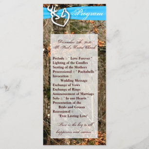 25 4x9 Wedding Program Hunting Deer Doe Buck Camo