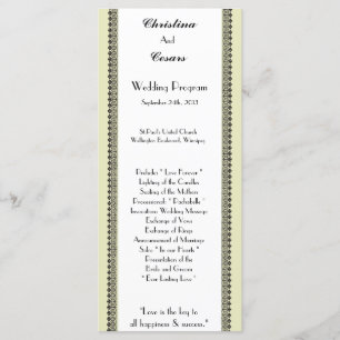 25 4x9 Wedding Program Light Green/Grey Formal Wed