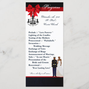 25 4x9 Wedding Program Marine African Amer Uniform