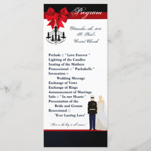 25 4x9 Wedding Program Marine Uniform Groom Bride