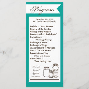 25 4x9 Wedding Program Mason Jar Country Rustic