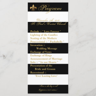 25 4x9 Wedding Program Modern Stripe Black White
