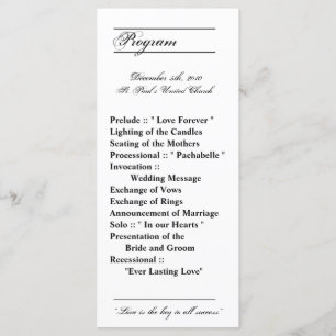 25 4x9 Wedding Program Modern Typography Newsprint