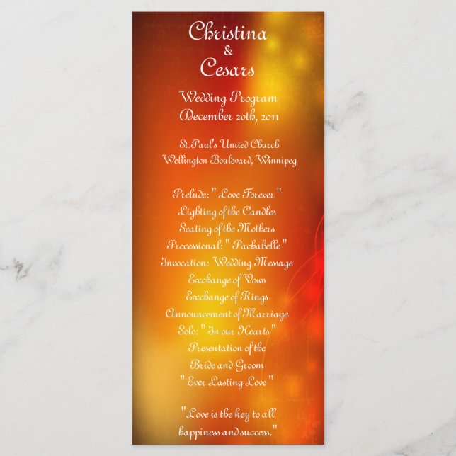 25 4x9 Wedding Program Moroccan Lantern (Front)