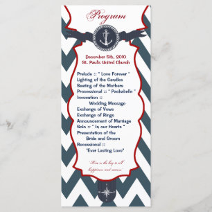 25 4x9 Wedding Program Nautical Anchor Compass Oce