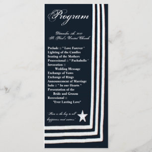 25 4x9 Wedding Program Navy Summer Dress Blues Uni