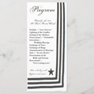25 4x9 Wedding Program Navy Summer Dress Whites Un