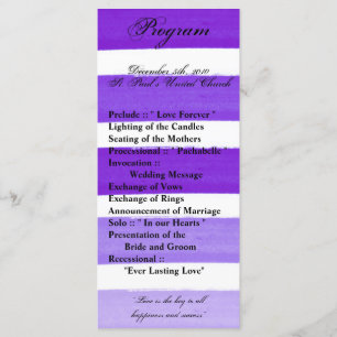 25 4x9 Wedding Program Ombre Stripe Purple Line