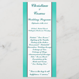 25 4x9 Wedding Program Seahorse Anchor Turquoise