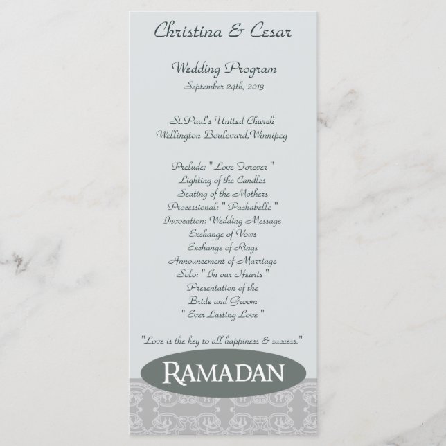 25 4x9 Wedding Program Soft Blue Islamic Ramadan B (Front)