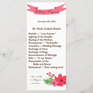 25 4x9 Wedding Program Spring Hibiscus Flower Hawa