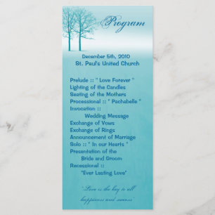 25 4x9 Wedding Program Two Winter Trees Snow Path