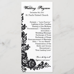 25 4x9 Wedding Program Vintage Lace Applique Dolli