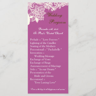 25 4x9 Wedding Program Vintage Victorian Lace Orch