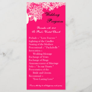 25 4x9 Wedding Program Vintage Victorian Lace Pink