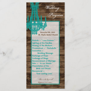 25 4x9 Wedding Program Western Rustic Chandelier