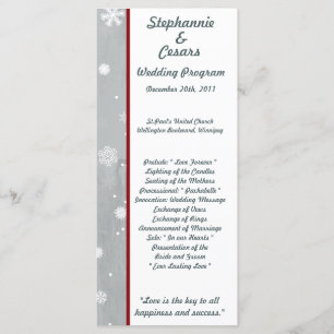25 4x9 Wedding Program White Tree