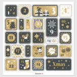 25 Advent Calendar Stickers black gold Christmas<br><div class="desc">Bring style and sparkle to your Christmas countdown with this set of 24 numbered Advent calendar stickers (1–24). Designed in a chic gold, white, and black palette, these stickers are perfect for sealing treat bags, gift boxes, or DIY Advent pockets filled with festive surprises. Unlike ordinary round stickers, this set...</div>