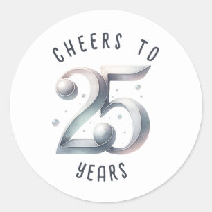 25 Anniversary or Birthday Watercolor Classic Round Sticker