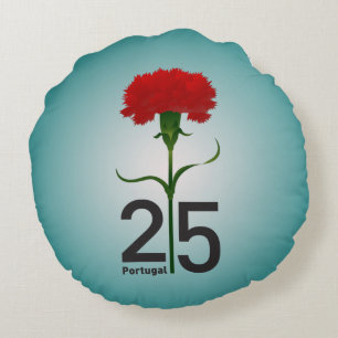 25 April, the Carnation Revolution, Portugal Round Cushion