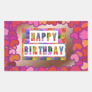 25 Artistic Decorative HAPPY BIRTHDAY Script Rectangular Sticker