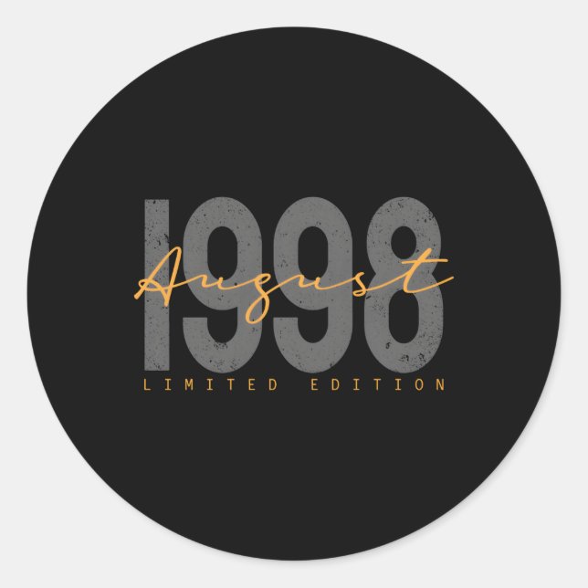 25 August 1998 25Th Decoration Classic Round Sticker (Front)