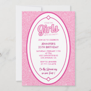 25 birthday invitation Elegant Pink Glitter 