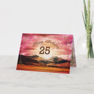 25 birthday, Sunset over the mountains Card