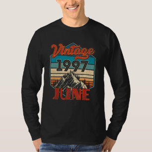 25 Birthday Vintage June 1997 Retro Sunset T-Shirt