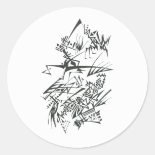 25 Black White Abstract Tribal Tattoo Art Classic Round Sticker
