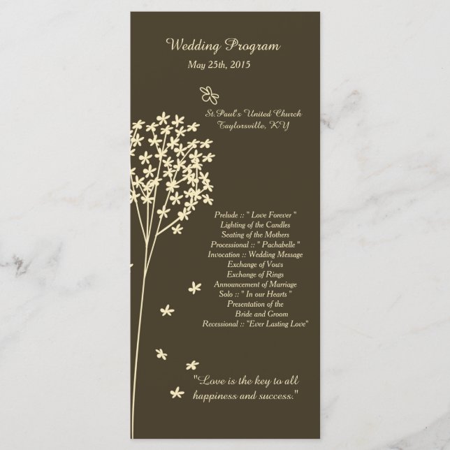 25 Brown Elegant Tree Wedding Programs (Front)