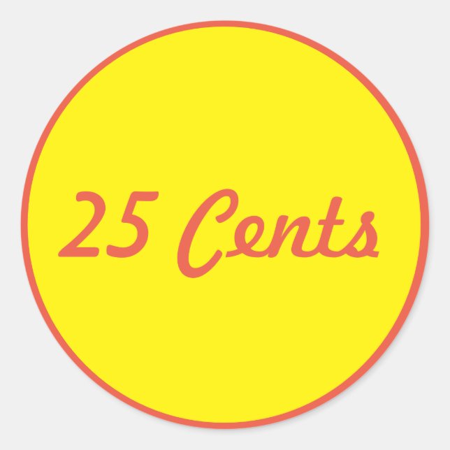 25 Cent Vending Machine Label Sticker (Front)